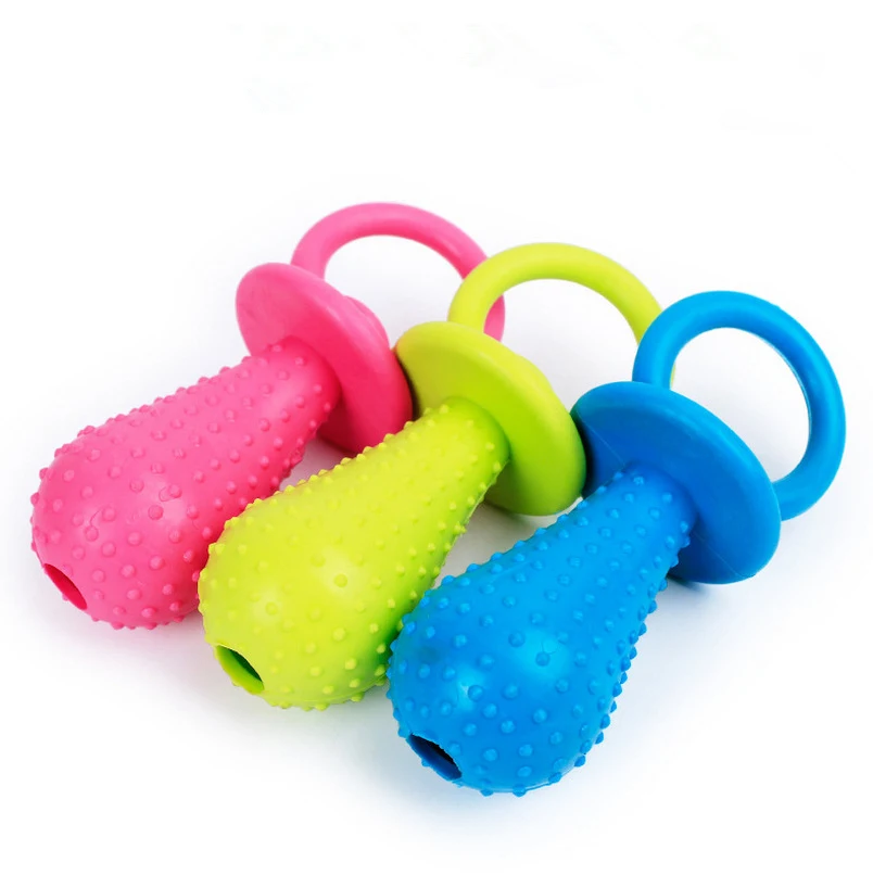 

Pet Rubber Pacifier Dog Toy Interactive Rubber Soother Pet Dog Cat Puppy Elasticity Teeth Dog Chew Toys Tooth Cleaning Toy