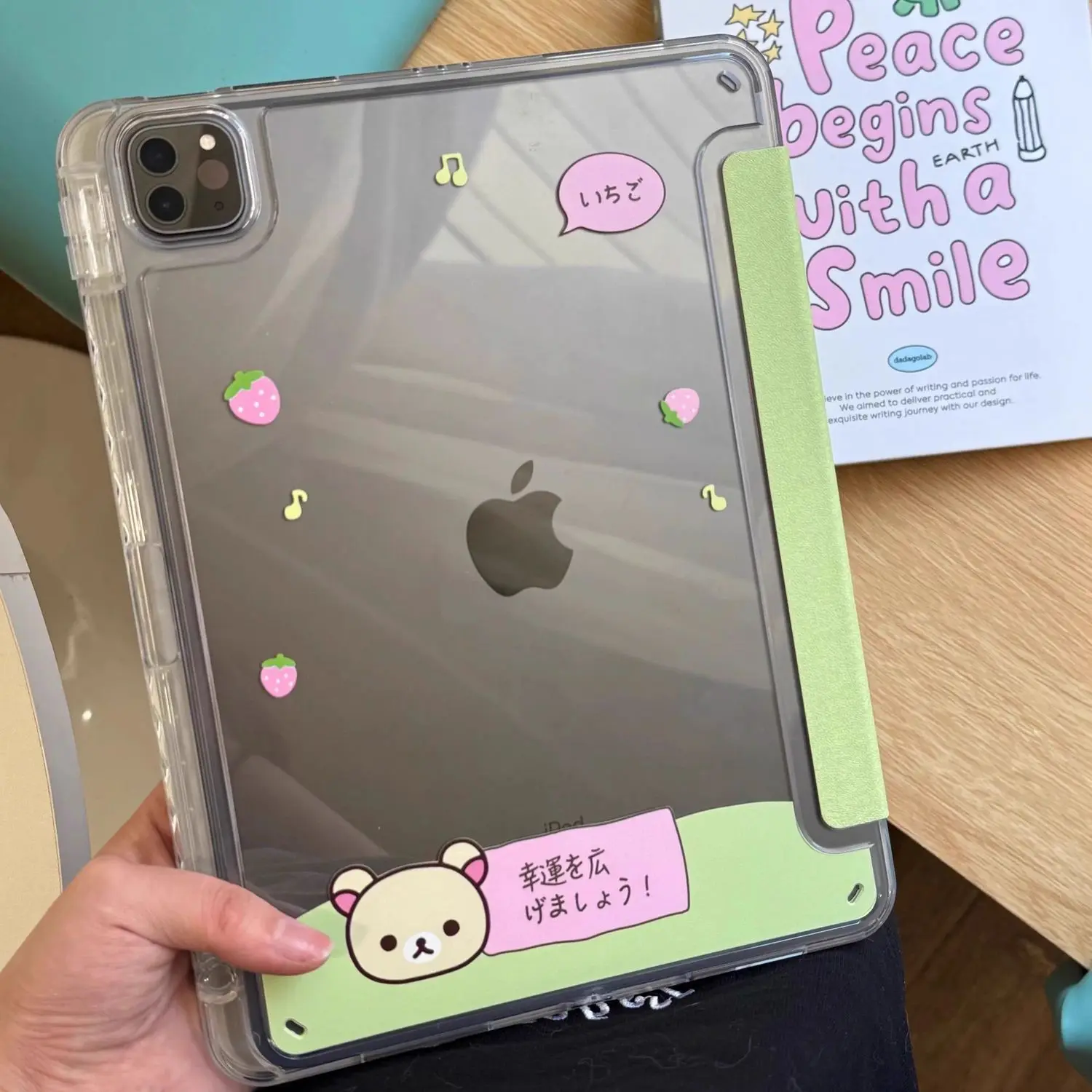 Japan cartoon rilakkuma Folding Applicable iPad Pro2024 Protective Case Air 7 Transparent 11-inch MINI6 iPad Protective Case
