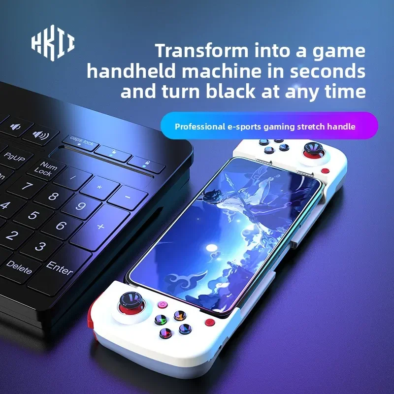 Controlador de juego Bluetooth estirable D3 para iOS y Android, Gamepad móvil inalámbrico con Turbo, para juegos Genshin, FPS, MOBA