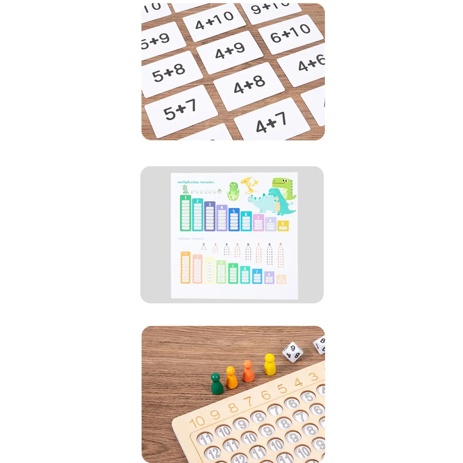 Montessori Wooden Math Board Multiplication Addition Double Sided Toy for Toddlers Preschool Kids Educational Learning Games