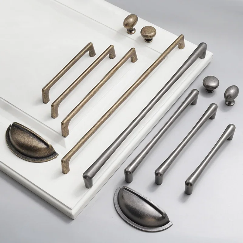 Lange Bronze Möbel Türgriff Schrank Schublade Hardware Antike Schrankgriffe Küche Schublade Knöpfe Kleiderschrank Schrankgriffe