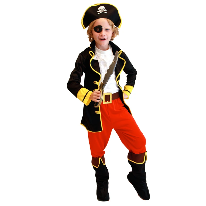 Halloween Cosplay Costumes Kid Pirate Cosplay Set for Boys Carnival Party  M-XL Without Weapons