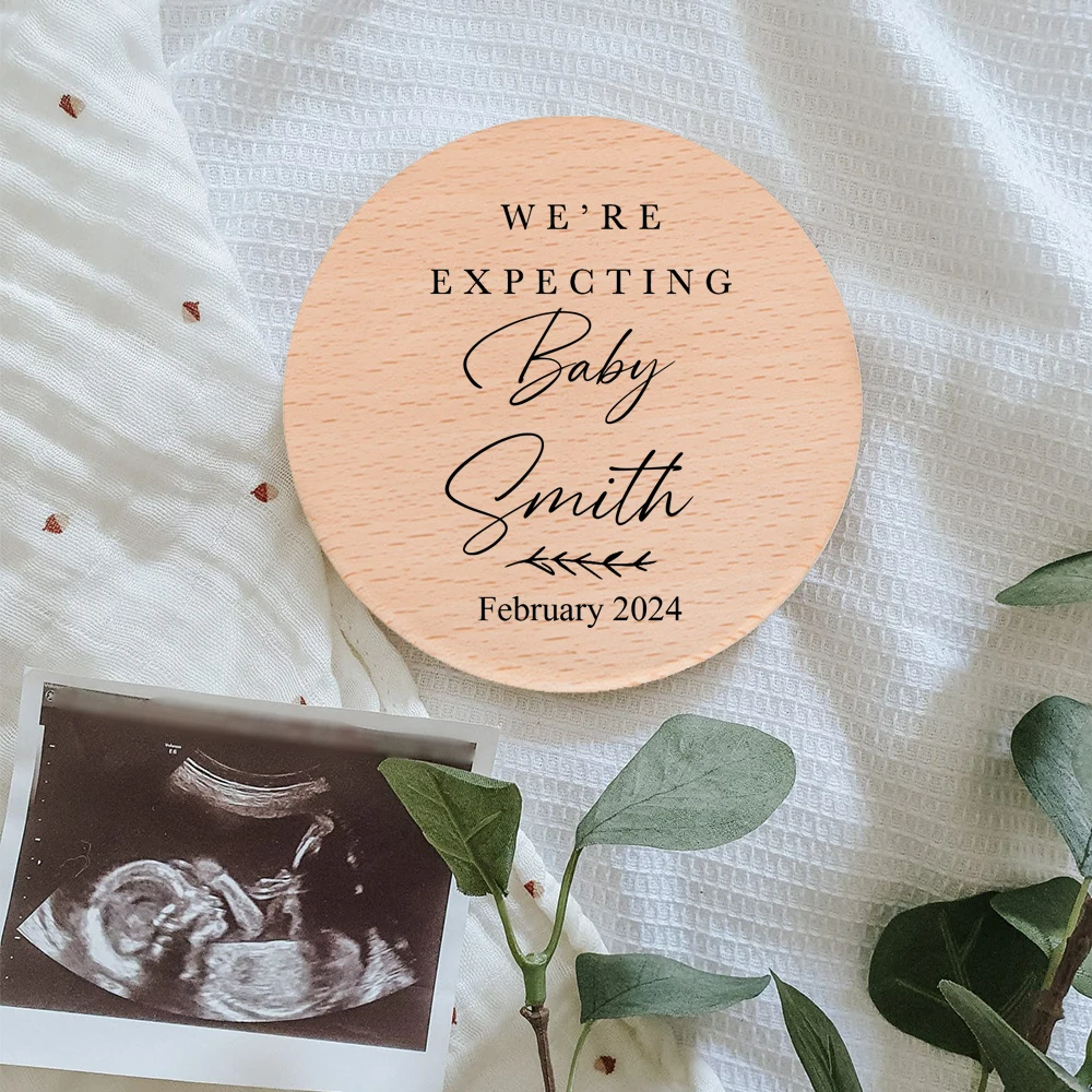 Personalised Baby Announcement Arriving Soon Sign Plaque Baby Scan Photo Prop Plaque Wooden Baby Announcement Sign