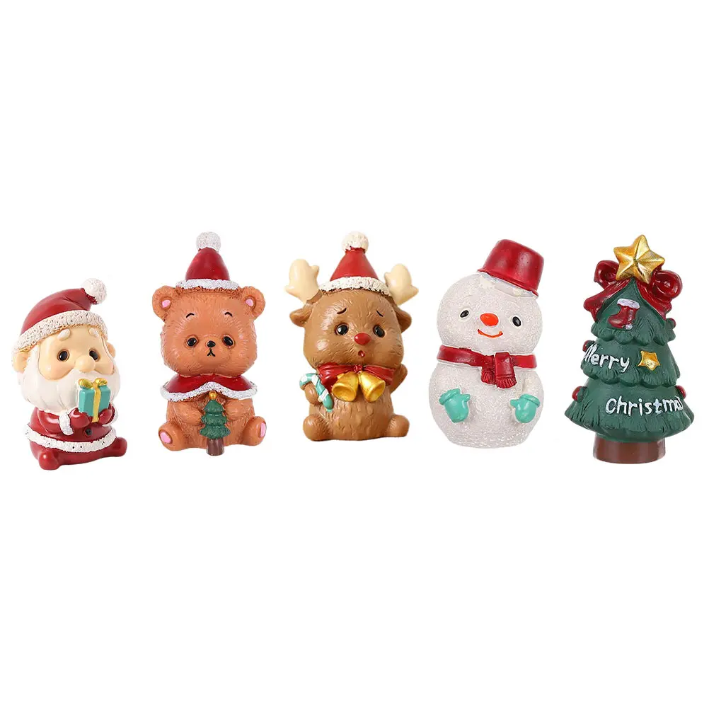 

5 Pcs Small Animal Ornaments Miniature s Desktop Decorations Resin Christmas Dinner Table Tree Holiday