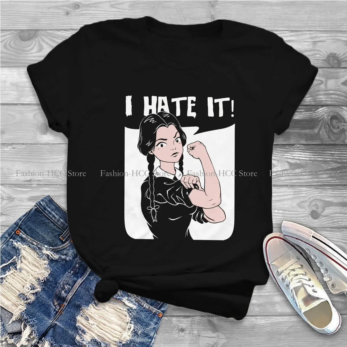 Wednesday Addams Polyester TShirt for Women Cool Humor Summer Tee T Shirt Novelty New Design