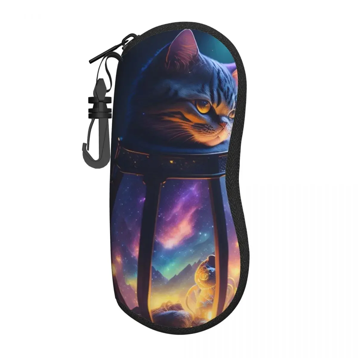 Funny Cat Glasses Case Men Women galaxy animals Sunglasses  Fashion Zipper Eyewear Storage Outdoor  Box