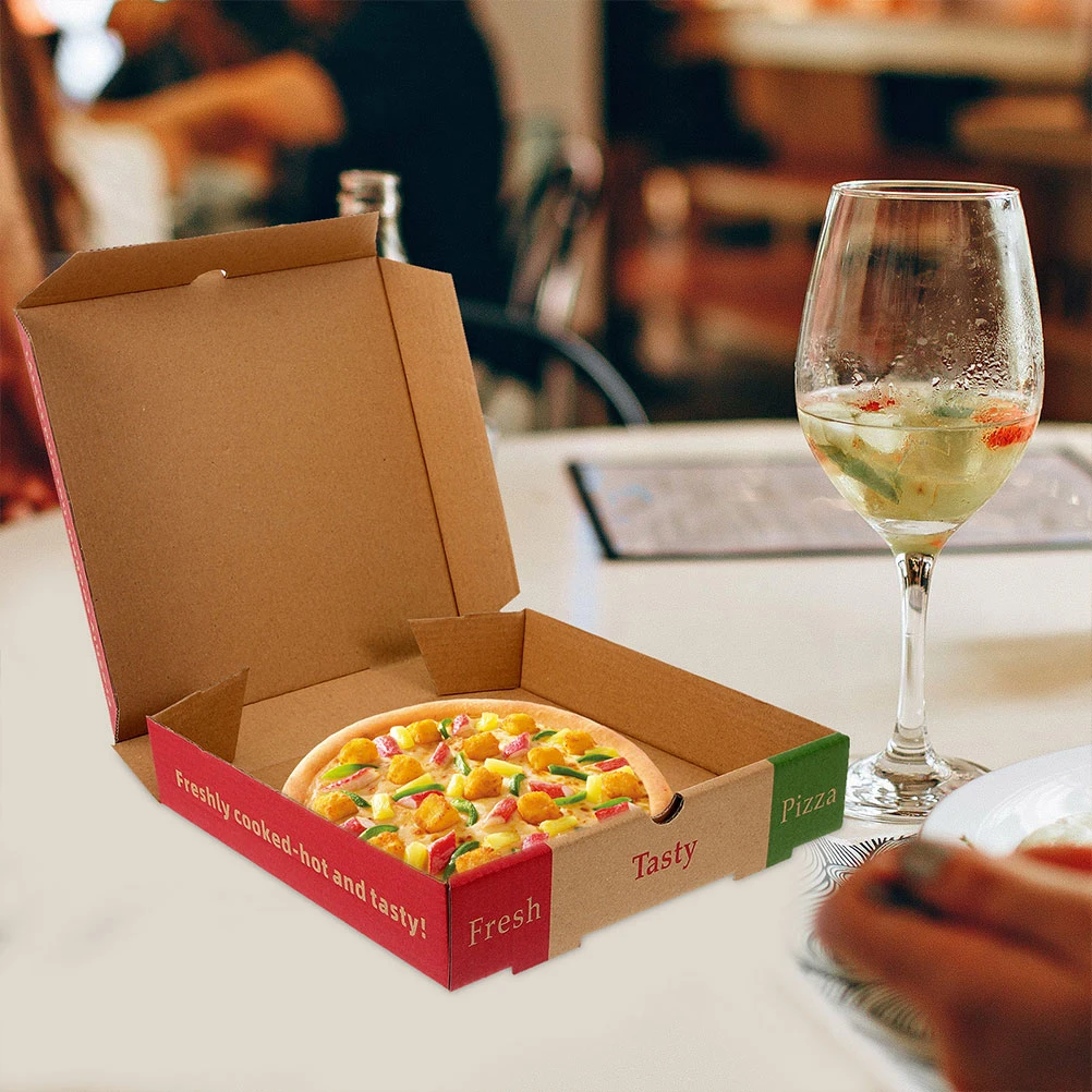 

20 Pcs Inch Pizza Boxes Foldable Commercial Attractive Takeout Kraft Cardboard Pizza Boxes Paper Party Small