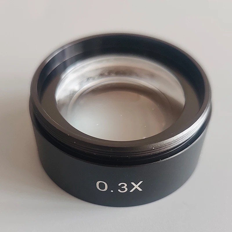 0.3X Barlow Lens Objective Microscope Auxiliary Objective Lens Mounting Thread 48mm Working Distance 250mm