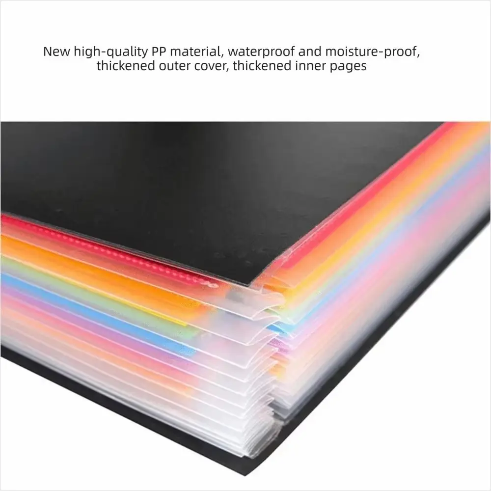 13/25 Pocket Accordion File Organizer Colorful Inner Portable Handle A4 Document Bag Waterproof Buckle Closure