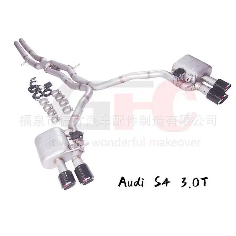 

Suitable for 19-24 Audi S4 3.0T modified GFC mid-tail double valve four exhaust pipe sound wave system