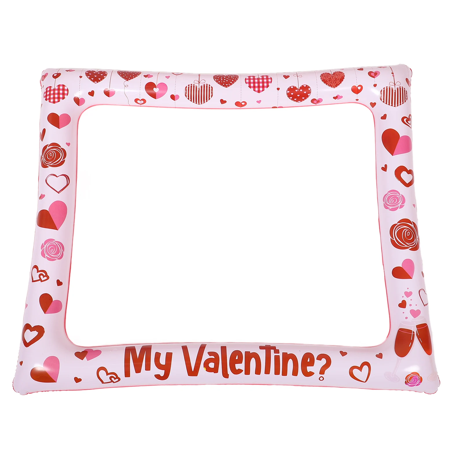 Inflatable Heart Photo Frame Party Booth Prop Double Sided Valentines Day Selfie Props Plastic Easy Setup for Events