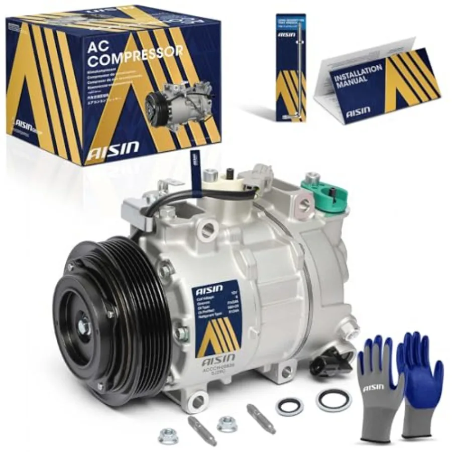 

Aftermarket AC Compressor ACCCH-00836 for Chrysler 300/Dodge Charger/Challenger 20142023 3.6L Steel, Black, 6-Groove Pulley wit