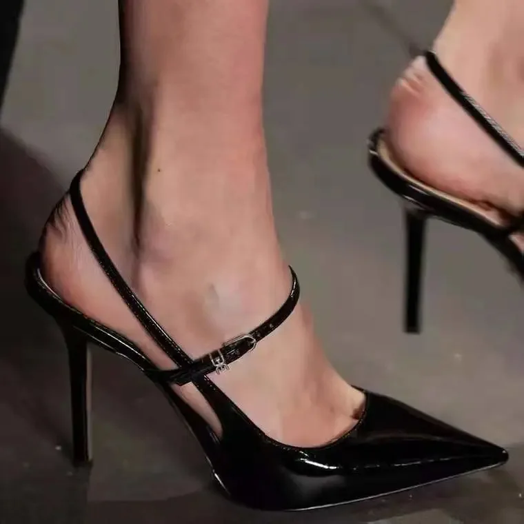 

2024 Summer Wedding Shoes Ladies sexy Pointed Toe High Heels Slingback High Heels Ladies Prom Stilettos Baotou Buckle Strap
