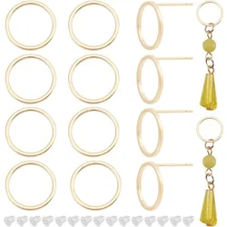 20PCS 18K Real Gold Plated Simple Circle Earring Studs Minimalist Geometry Earring Posts for Valentine's Day Anniversaries