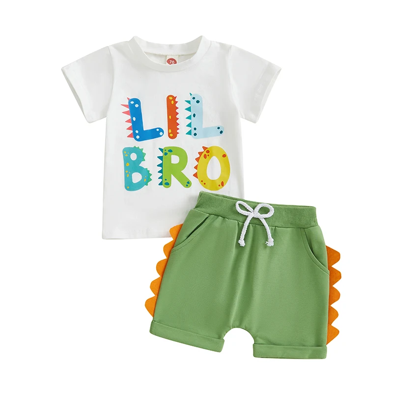 

Летняя одежда для маленьких мальчиков, футболки с короткими рукавами и буквенным принтом, шорты с эластичной резинкой на талии, комплект одежды из 2 предметов