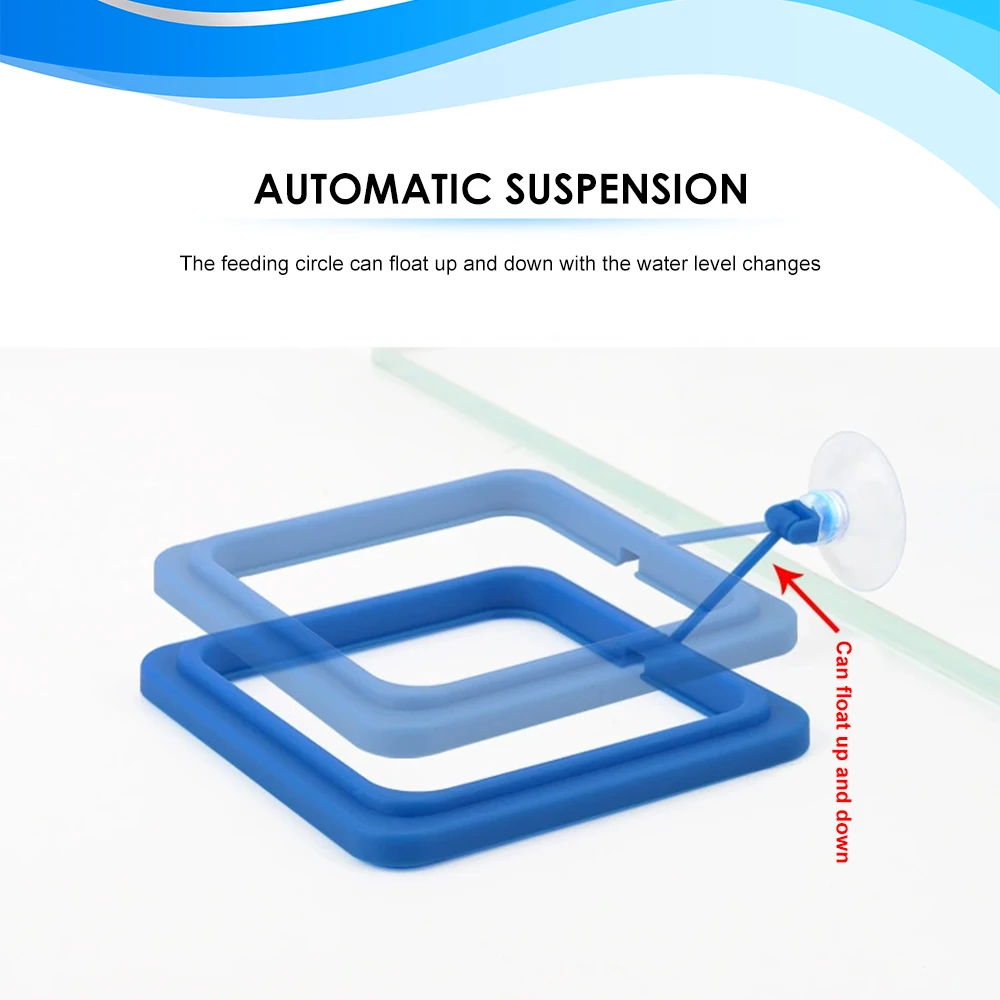 Fish feeding circle aquarium square floating fish food feeder ring with strong suction cup fish tank feeding circle