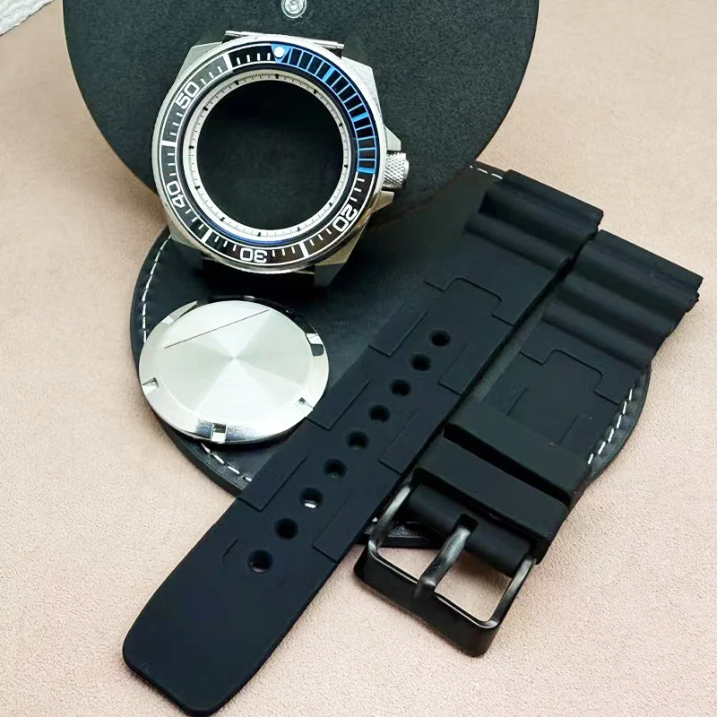

Mod 43.8mm Diving Watch Case Rubber Strap Sapphire Glass Ceramic Bezel For NH35 NH36 4R 7S Mechanical Movement King Samurai SRPF