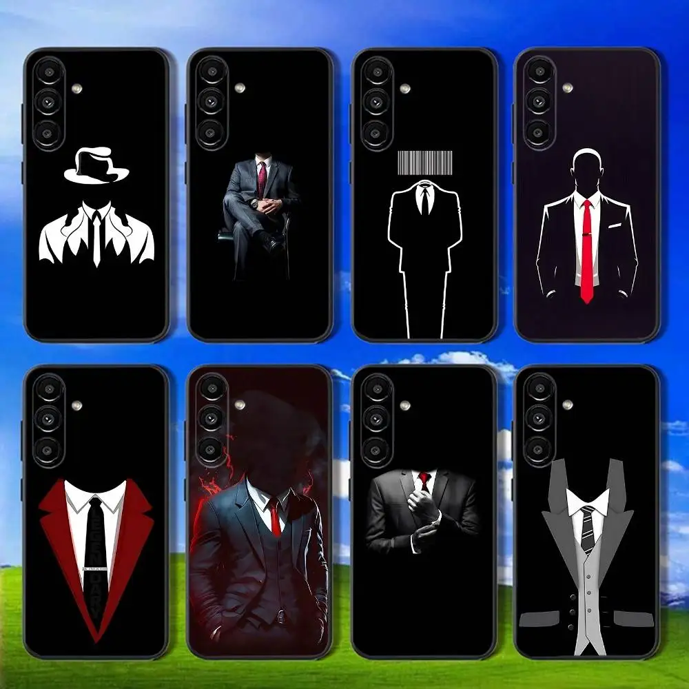 

Suit Up Tie Phone Case For Samsung Galaxy A13,A21s,A22,A31,A32,A52,A53,A71,A80,Soft Black Shell