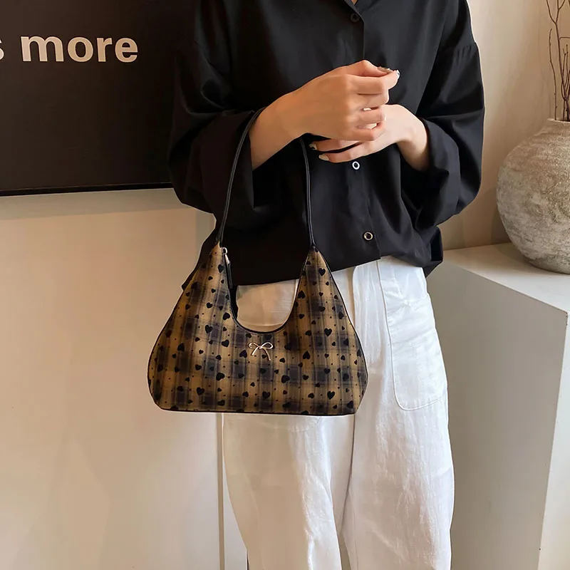 

Underarm Bag for Women Polka Dot Handbag PU Leather Bowtie Hobo Bag with Zipper Tote Purse for Travel Commuting