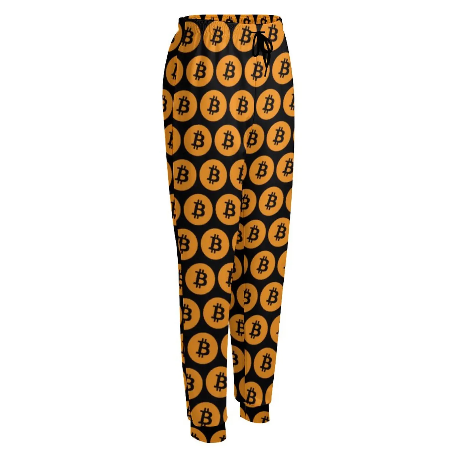 Coole schwarze Bitcoin-Hose, Kryptowährung, Münze, Retro-Oversize-Jogginghose, Frühlingsfrauen, bedruckte koreanische Modehose