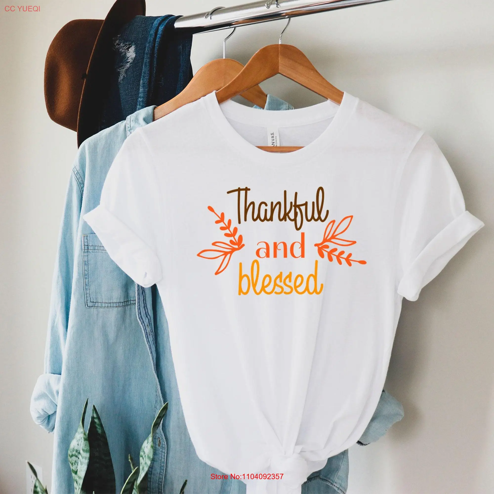 Thankful grateful blessed T shirt Thanksgiving Fall long or short sleeves