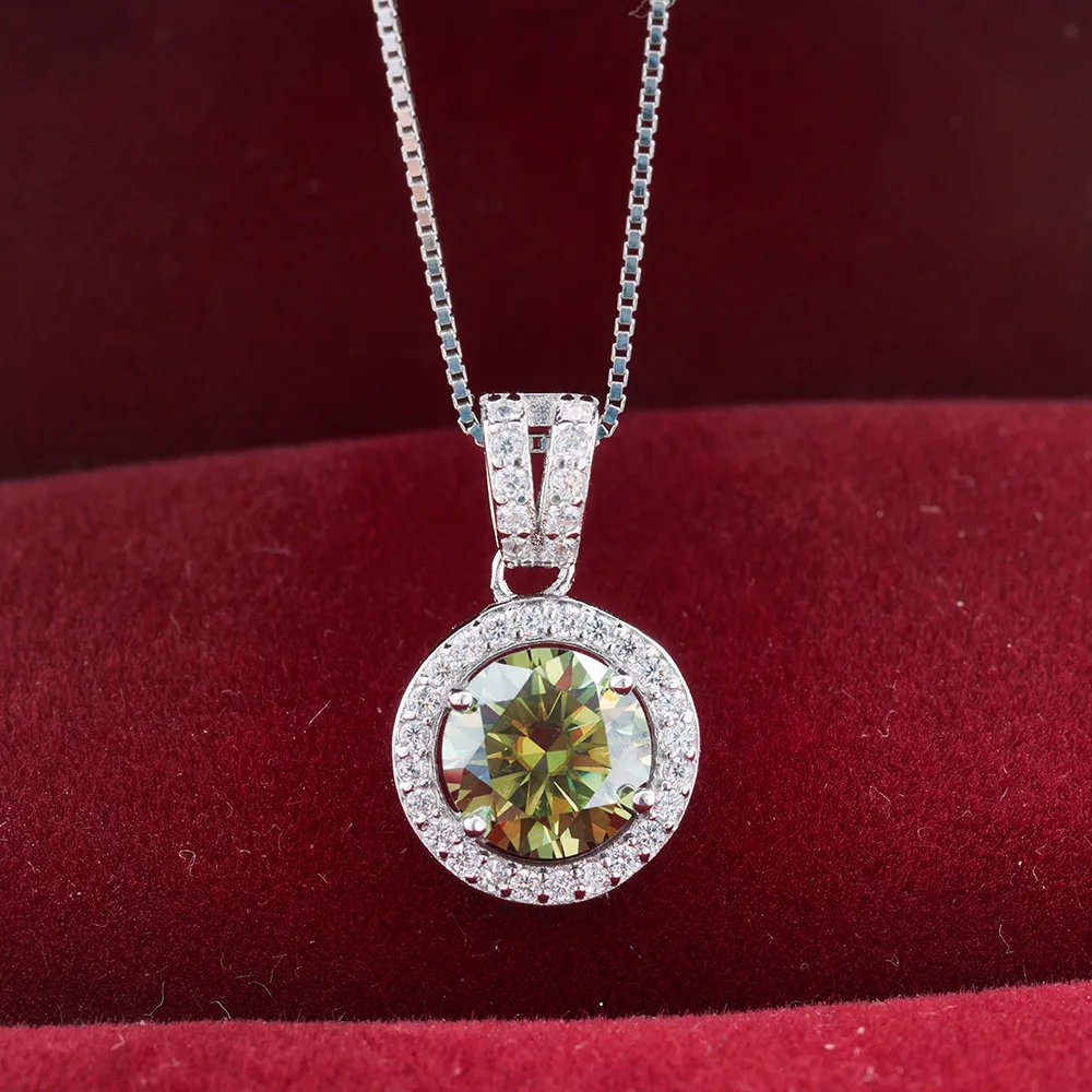 1ct D VVS1 Moissanit Rundschliff Anhänger Halsketten für Frauen Party Geburtstagsgeschenk Schmuck S925 Silber plattiert 18k Halskette – Detail 4