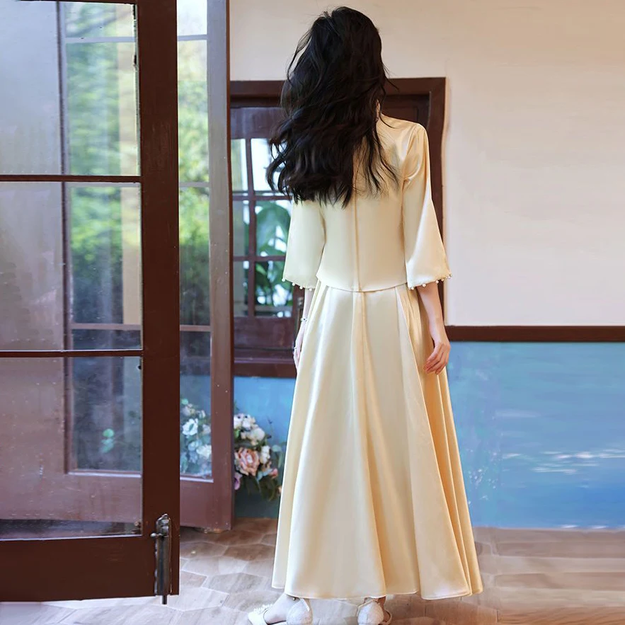 2026 Chic High-End Satin Bridesmaid Dresses Chinese Style for Women Spring Summer New Collection Annual Meeting Event Banquet Gr