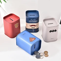 1Pc Cute Piggy Bank Metal Personalise Square Logbook Series Tin Plate Box Money Saving Pot Coin Box Jewelry Box Storage Tank