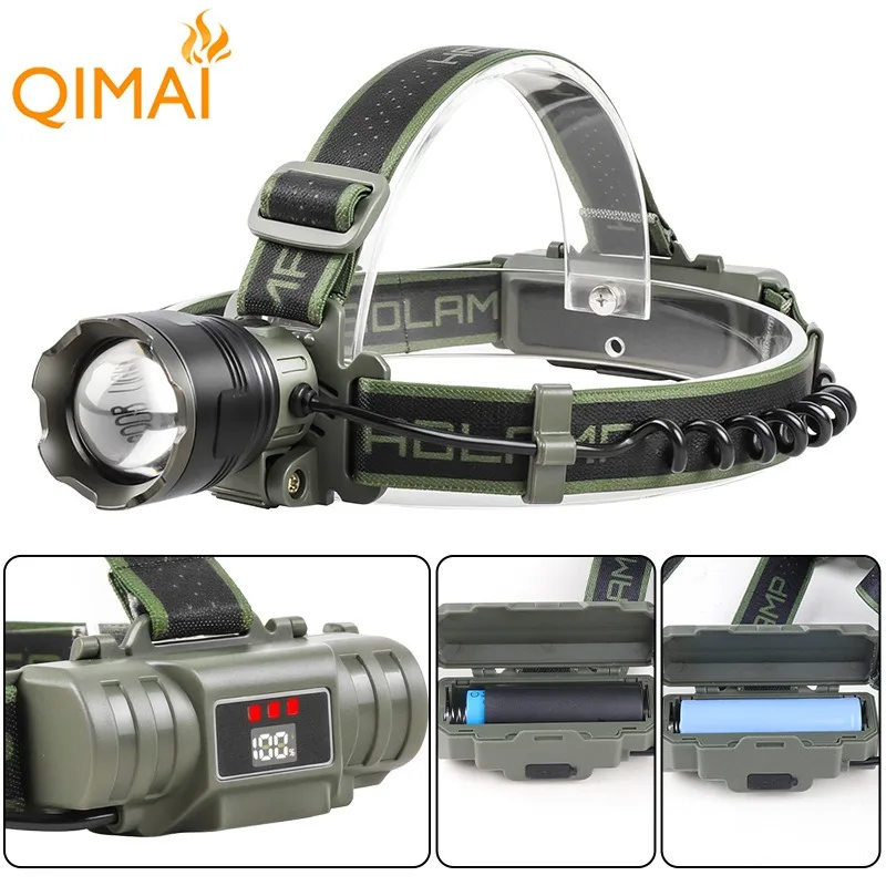 White Laser Fishing LED Headlamp Headlight with 18650 Battery Flashlight USB Rechargeable Head Lights Torch Lantern