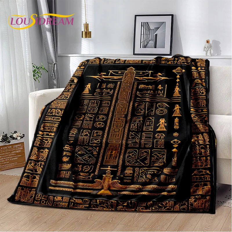 3D Ideographic Sign Symbols Ancient Egyptian Mythological Blanket,Soft Throw Blanket for Home Bedroom Bed Sofa Cover Blanket Kid