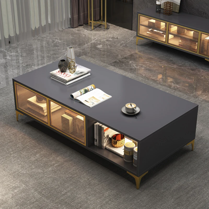 

Design Nordic Glass Door Coffee Table Living Room Light Luxury Modern Apartment Multifunctional Office Lounge Balcony Furniture