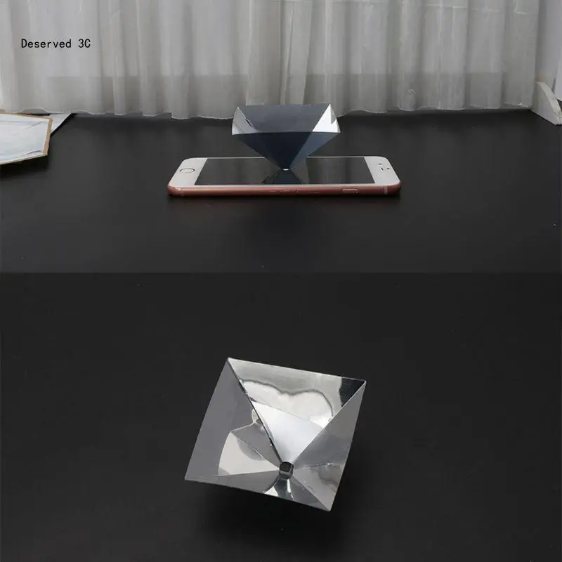 3D Hologram Pyramid Display Projector Universal for Smart 360 Degree Display Video Stand with Cloth