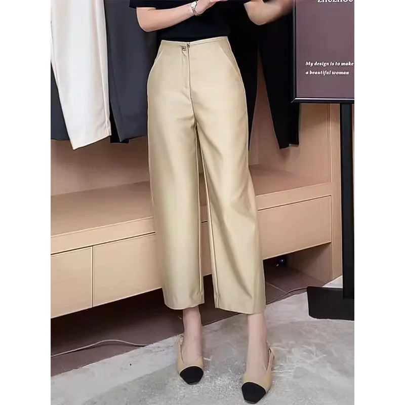 

Nine-point Suit Straight-leg Pants for Women, Summer High-waisted Slimming Loose Draped Fashion High-end Casual Pants