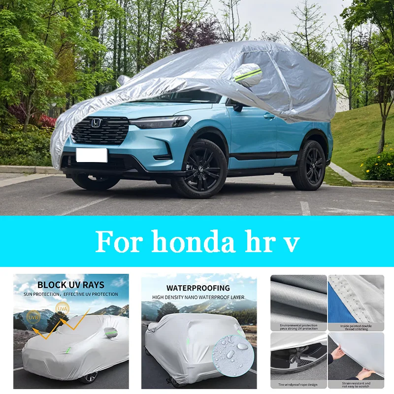 

Автомобильный чехол, уличный полный внешний снежный чехол, солнцезащитный козырек, водонепроницаемая пылезащитная защита со светоотражающими полосками для Honda Hr V