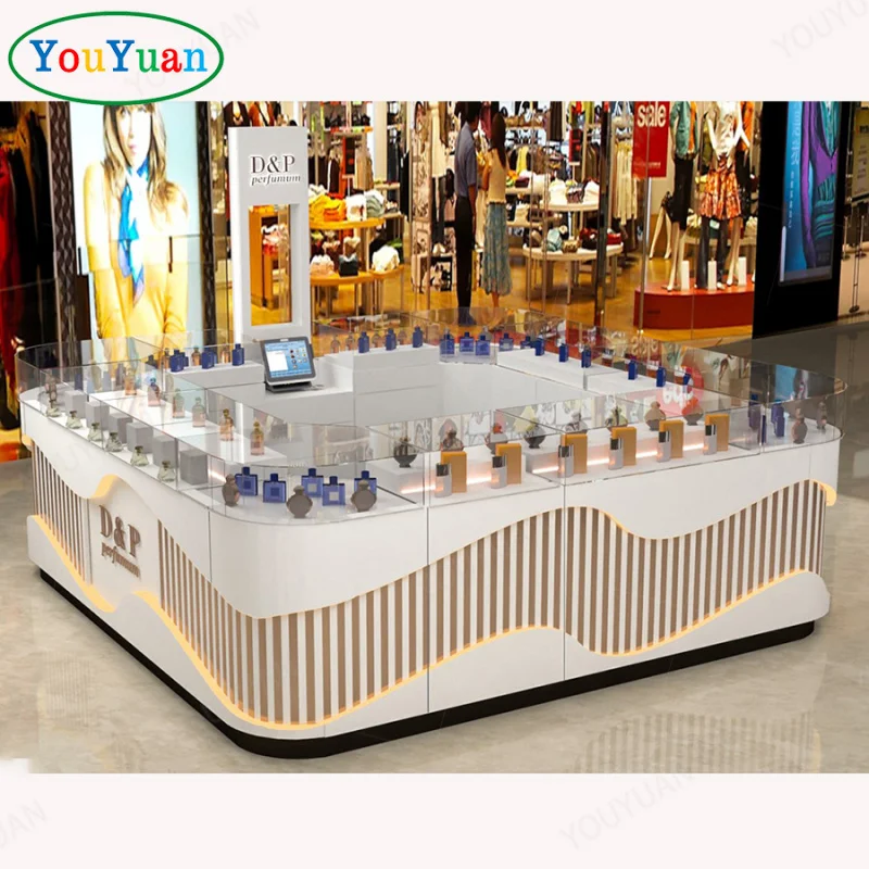 (customized)Counter display with logo perfume cabinet displaystanding jewellery showcase display racks perfume booth kiosk