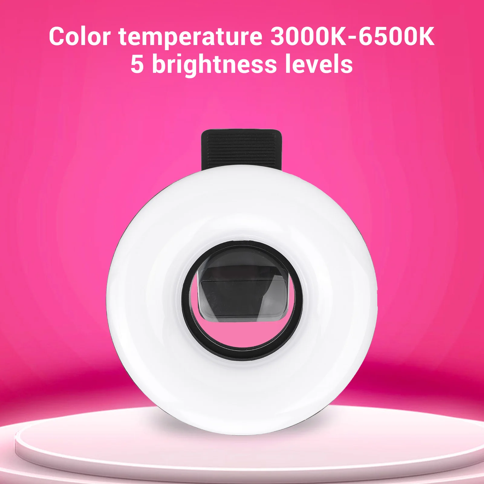 Lente Macro 15X Luz de relleno LED Abrazadera estable ABS 3000K-6500K Luz LED para teléfono 5 niveles de brillo 240mAh para grabación de vídeo