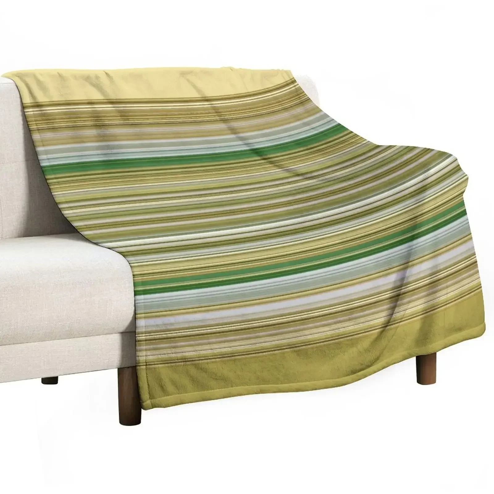 

Gold Mustard and Green Stripes Throw Blanket Bed sofa bed Cute Large Blankets