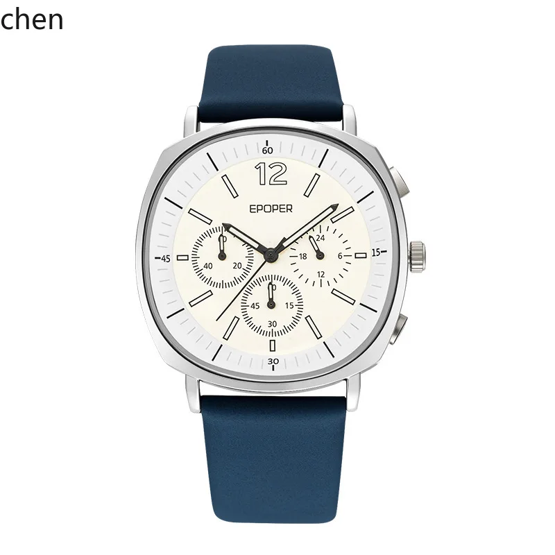 

casual men's large dial quartz watch - stylish, waterproof, versatile leather strap, perfect for students
