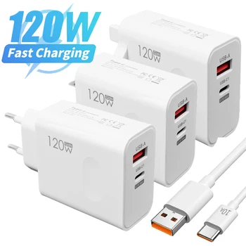 고속 충전 USB C 타입 PD 케이블 충전기 어댑터 키트, 아이폰 삼성 샤오미 레드미 고속 충전 벽 플러그, EU, US, UK, 120W