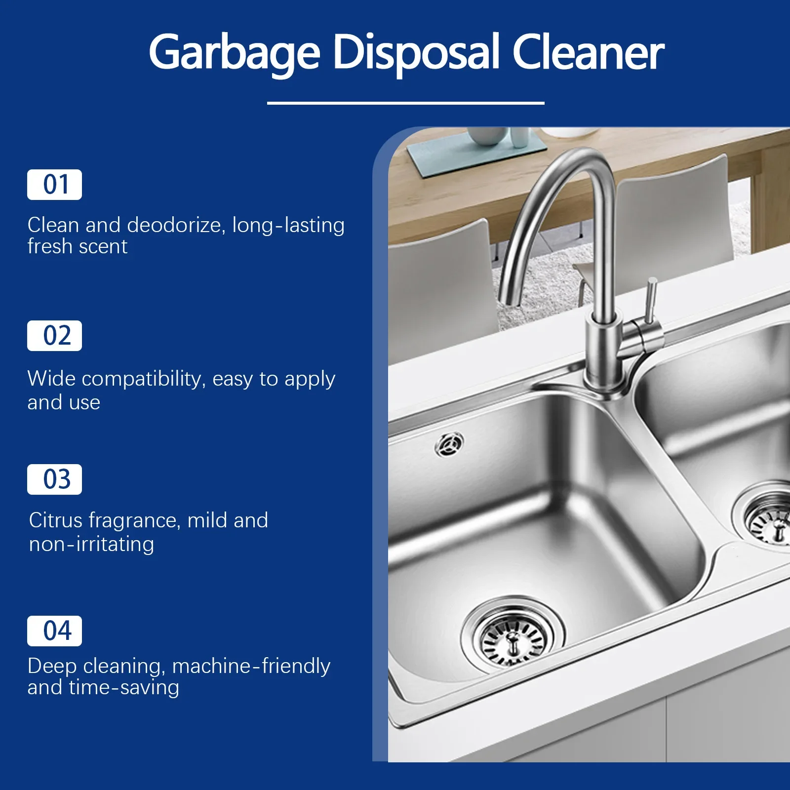 Garbage Disposal Cleaner Tablets Heavy Duty Deodorizer Freshener Odor Remover Deep Clean Kitchen Sink Drain Maintenance Supplies view 4