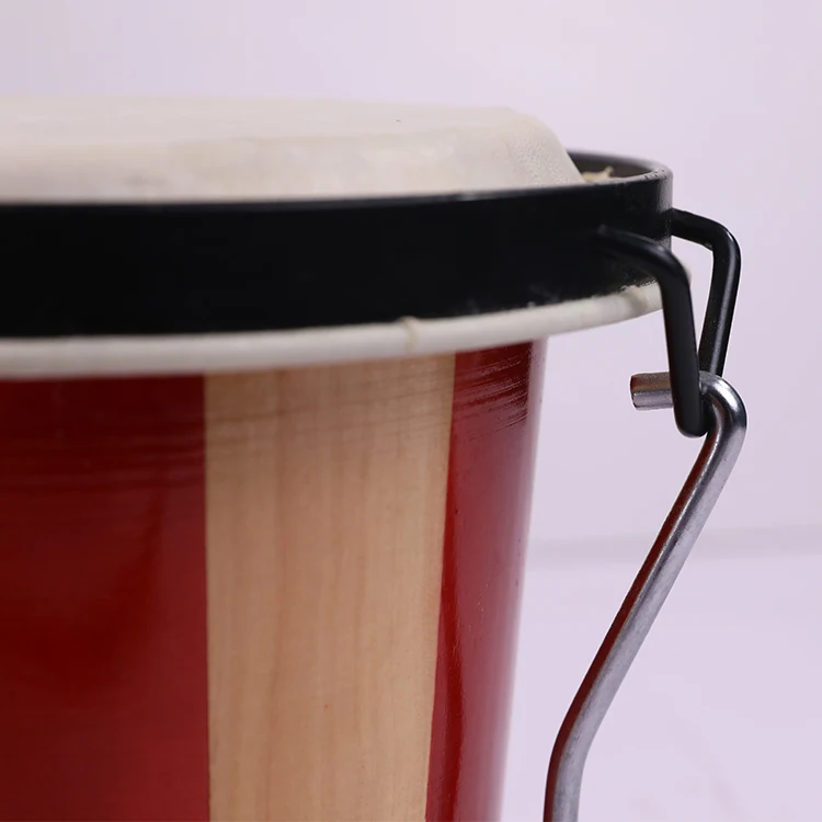 Natural Light Wood Bongo Drum Set Sheepskin Drumhead Hand Percussion Instrument for Music Teaching & Stage Performance
