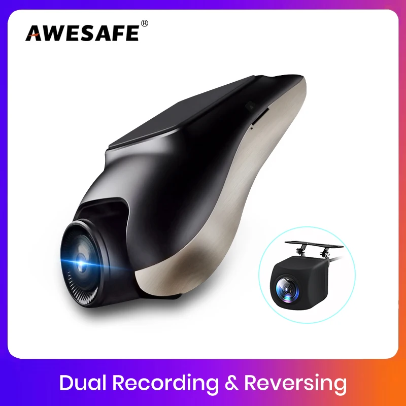 AWESAFE 720P dashcam ADAS Mini Car DVR 120°FOV Auto Video Recorder Hidden Type Dash Cam for Android Support Rear Parking