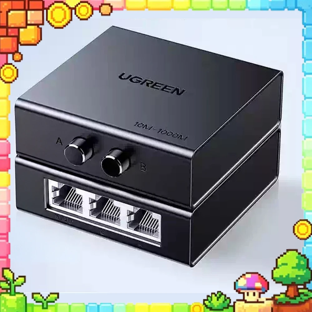 UGREEN 55472 CM782 Gigabit Ethernet Network Switch 2 In 1 Out or 1 In 2 Out RJ45 Selector for Computers and Networks
