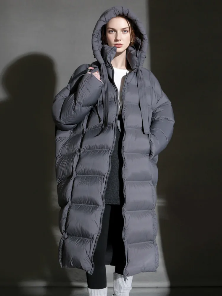 ZMEENNA المرأة سترة منتفخة مقنعين المتضخم طويل منتفخ أسفل معطف كامل البريدي شتاء دافئ ملابس خارجية موضة عادية ZM4634 #4