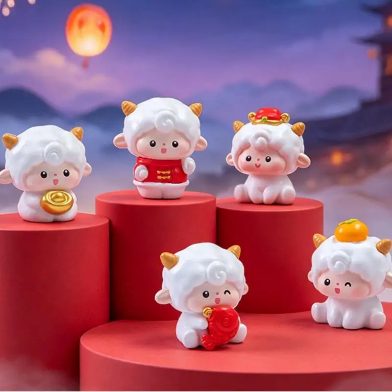 2027 New Year Waterproof Cartoon Sheep Micro Landscape Ornament Resin Home Decor for Balcony Garden Indoor Party