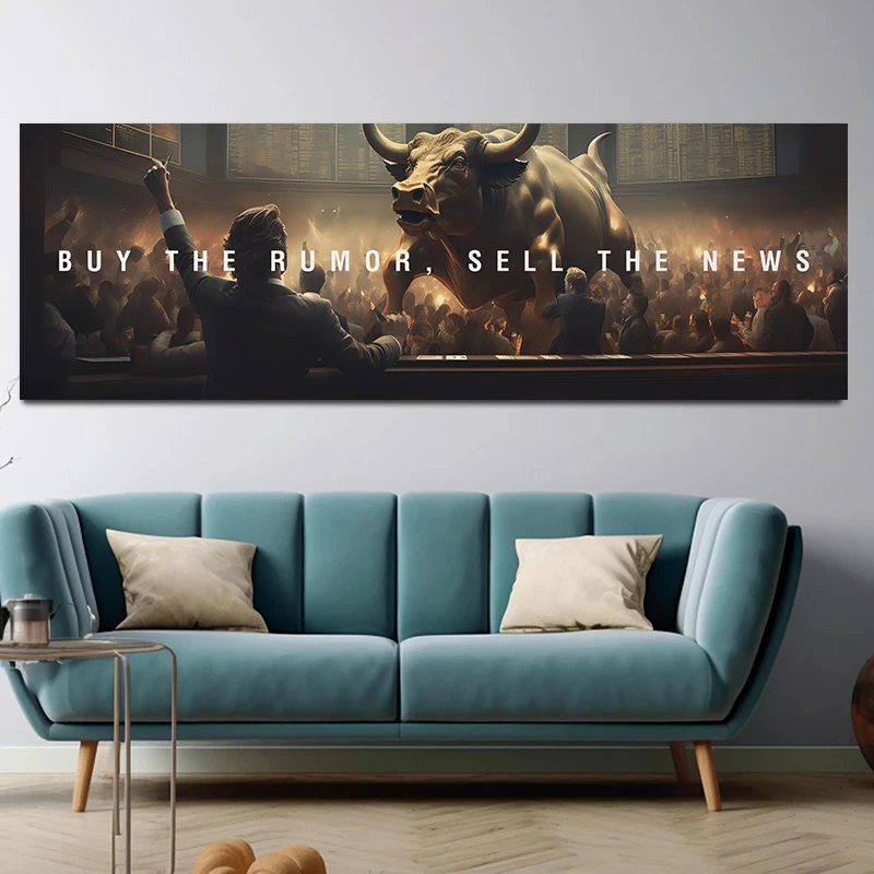 Buy The Rumor Sell The News Stock Market  Poster Canvas Painting Art Trading Decor for Office, Bull Market Trader Gift