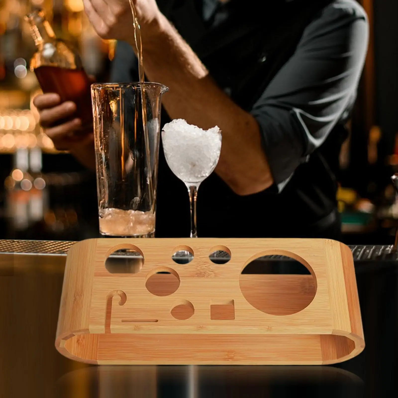 

Cocktail Shaker Wooden Rack Display Stand Stable for Home Party Beginners