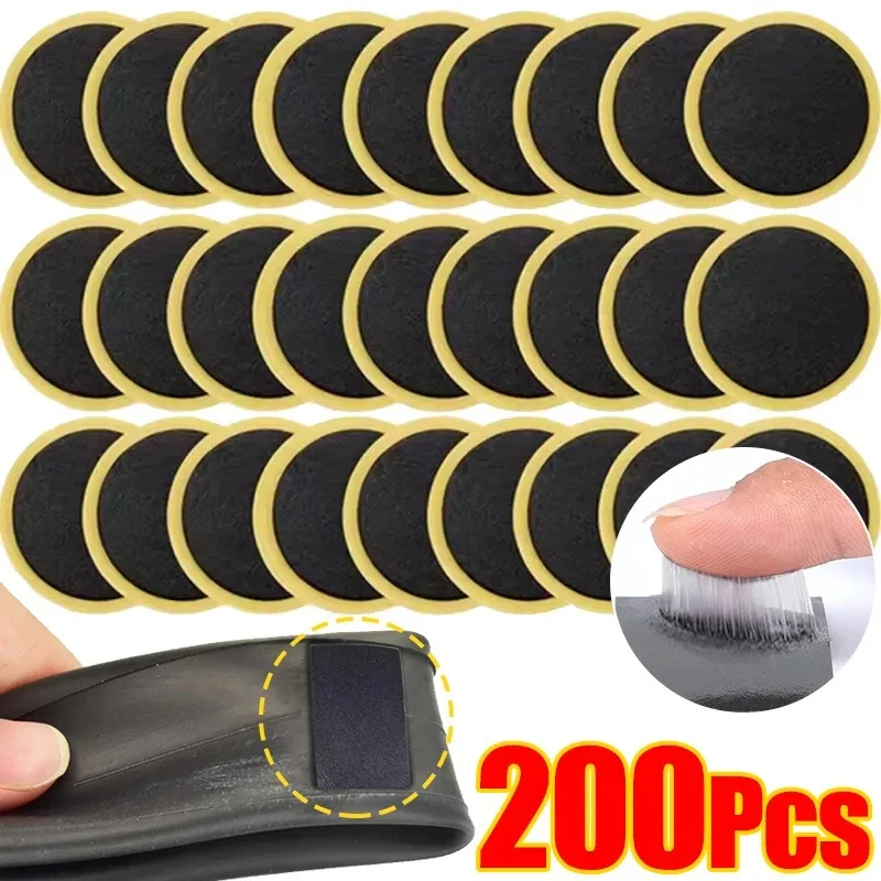 10-200pcs Bicycle Tire Repair Tool Set Glue-Free Tire Patches Kit Tire Patch Tool No-Glue Adhesive Quick Drying Bike Accessories