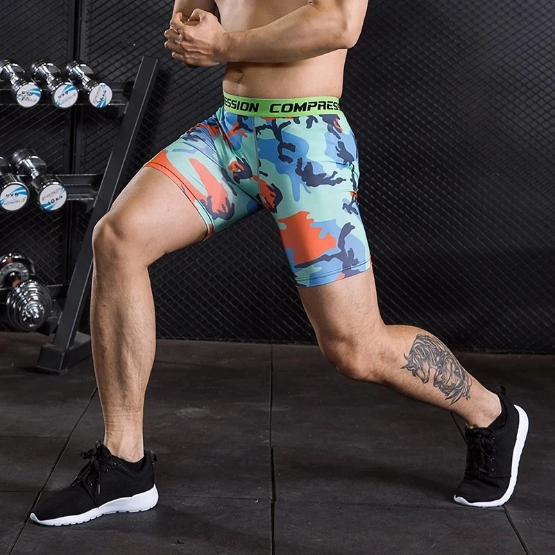 Men Running Shorts Summer Camo Sportswear Male Short Pants Muscle Gym Fitness Sport Tights Workout Training Compression Shorts