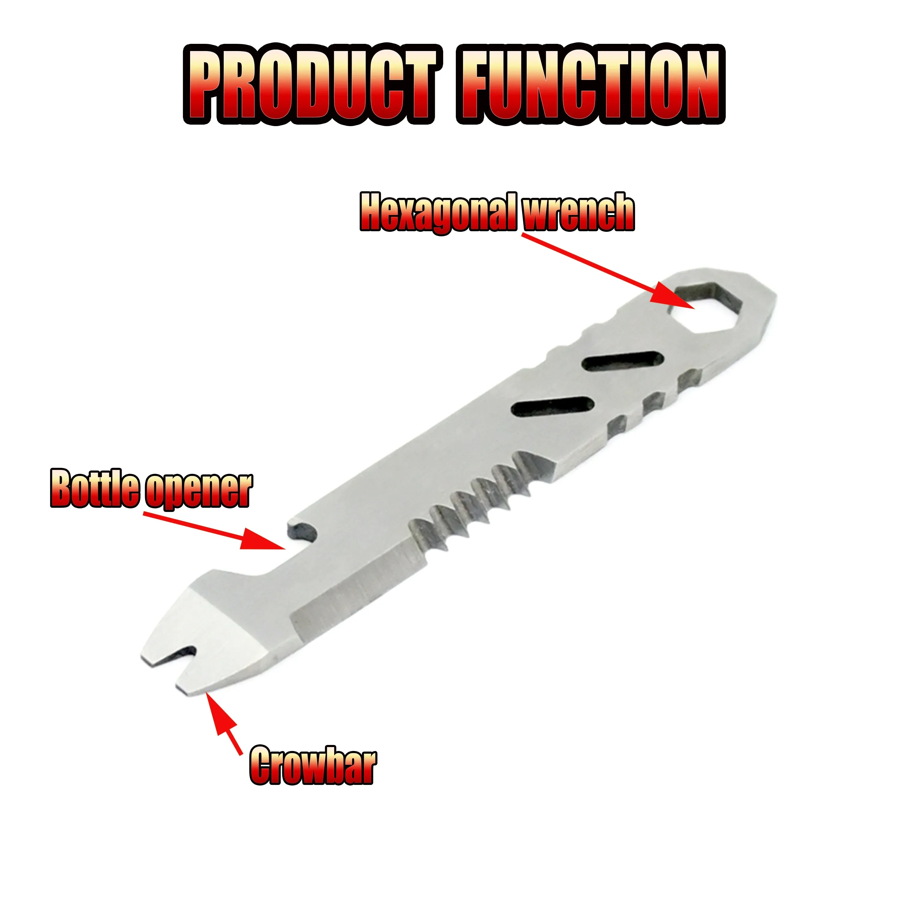 Mini Stainless Steel Crowbar, Multi-function Allen Wrench Magnesium Rod Scraper, Bottle Opener Portable Outdoor Camping Tool image 4